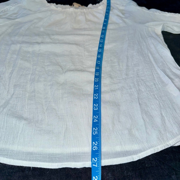 NWOT Hope & Harlow White Crochet Lace Trim Sheer Blouse XL - Off Shoulder - Picture 8 of 9